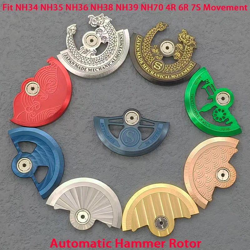 Mod NH35 Automatic Hammer Rotor Fits NH34 NH36 NH38 NH70 7S26 4R 6R Movement Pendulum Weight Men Diving Watch Replace Rotor Part