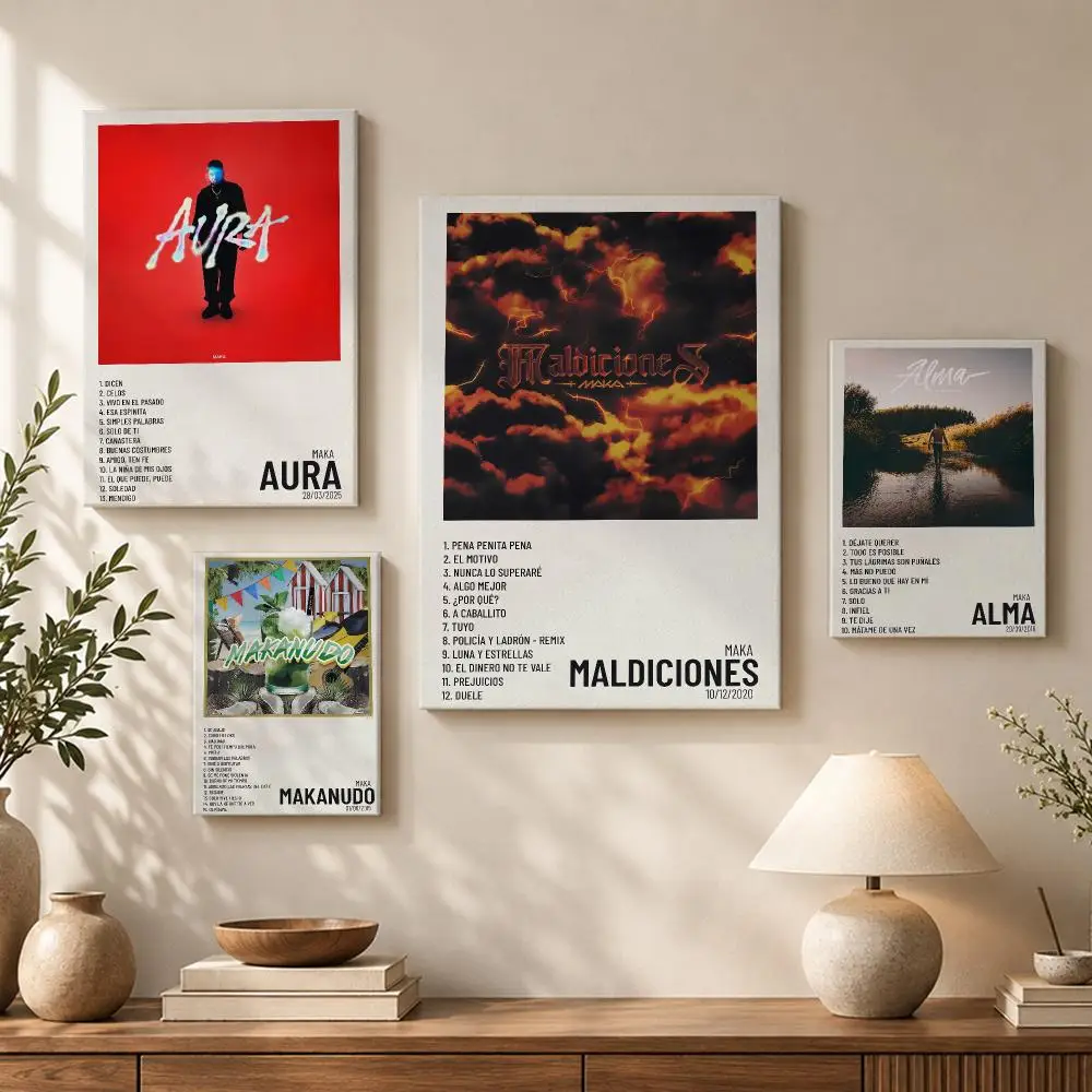 M-Maka A-Aura Album Framed Wall Painting HD Wood Framed Canvas Poster Wall Art For Bedroom Living Room Bar Home Decor