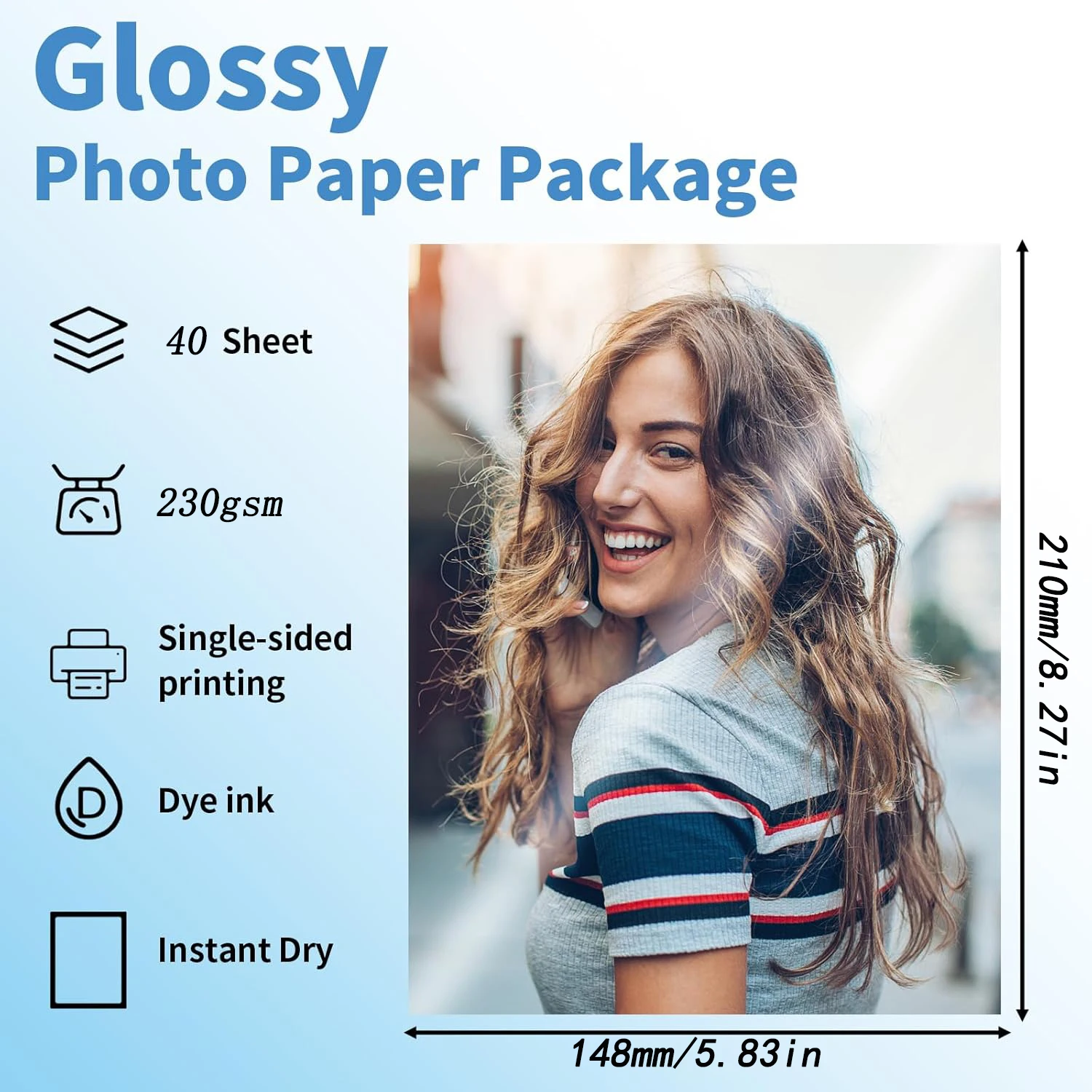 A5 Photo Paper , Waterproof Glossy for Photo Paper，A5 Size 230gsm Waterproof Embossed Card Paper Inkjet Photo Paper