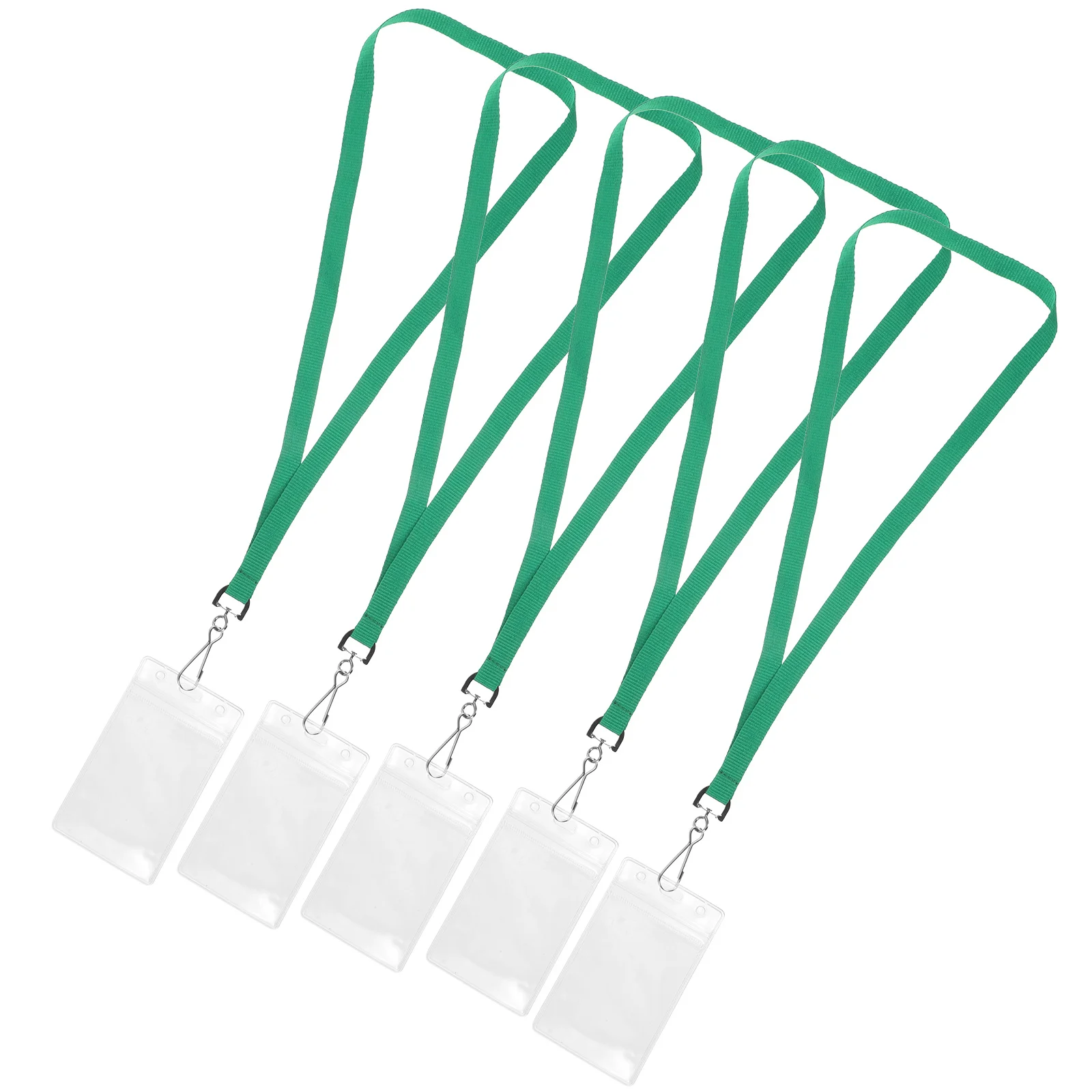 

5 set Id Badge Holder With Lanyard For Credit Cards College Ids Card Sleeves Badge Cover Clear Pvc Polyester Zinc Alloy Organize