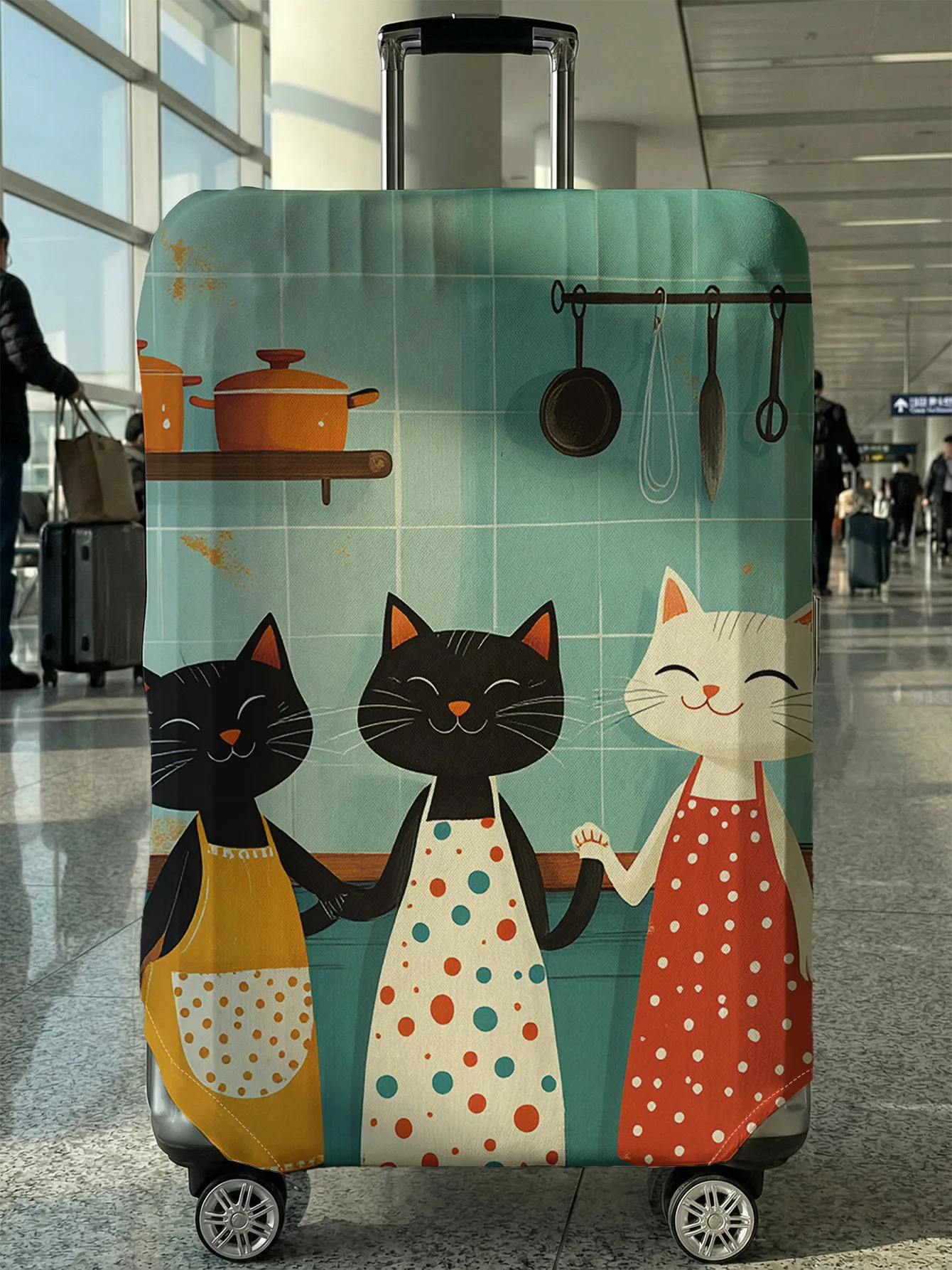 

Чехол для багажа с принтом Kitchen Cats, подходит для чемоданов 18-32 дюймов, чехол для ручки чемодана, дорожные аксессуары