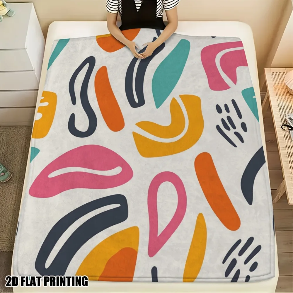 

Playful Abstract Shape Throw Blanket - Bold Colorful Modern Pattern Soft Blanket for Sofa Bed