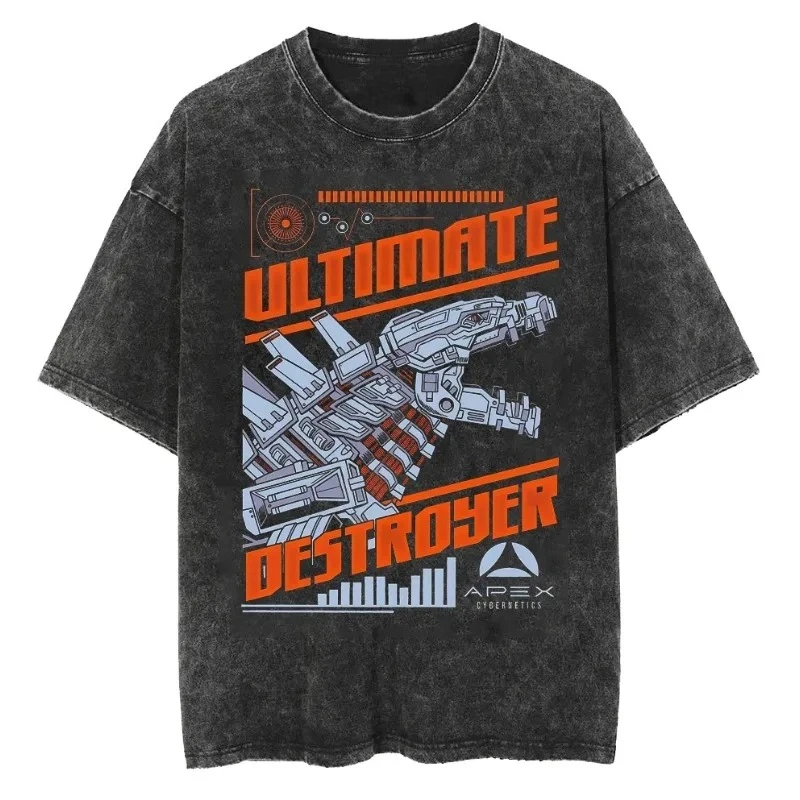 Godzilla 2026 New Hot T-Shirt Godzilla Monster Washed Old Cotton Vintage Loose T-Shirt Y2k Men T-shirt Short Sleeve Shirts - view 5