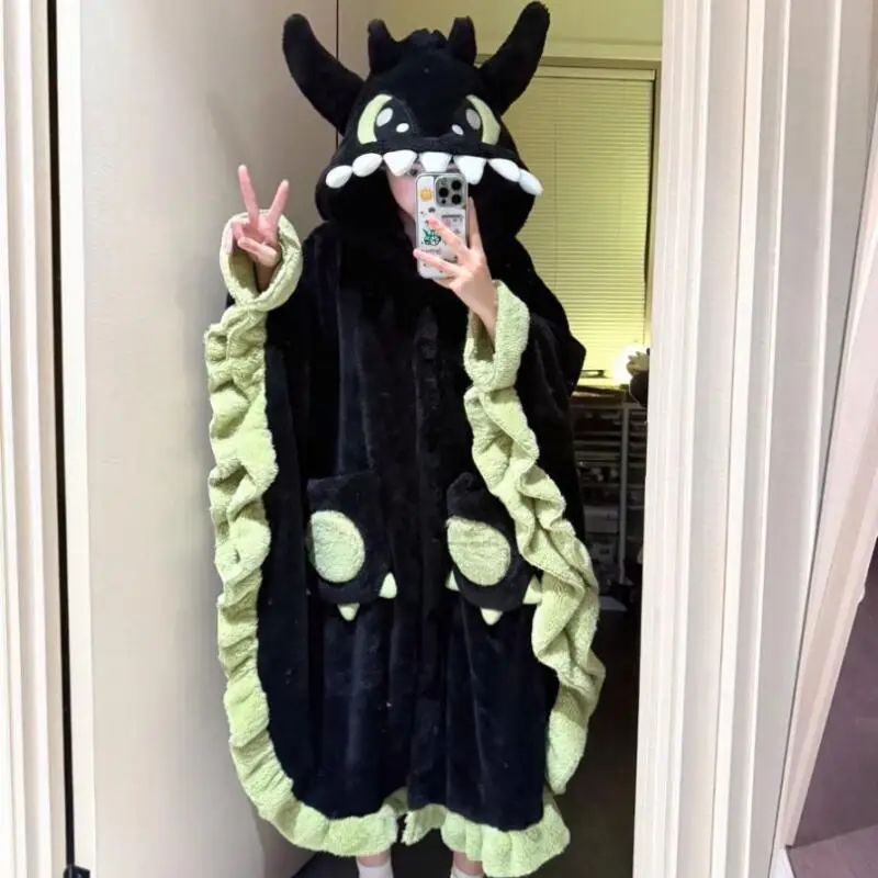 

Милая ночная рубашка с принтом аниме, осень-зима 2022, новый стиль, ночная рубашка с героями мультфильмов для девочек, милая кавайная одежда для сна, теплая домашняя пижама, женская зимняя пижама