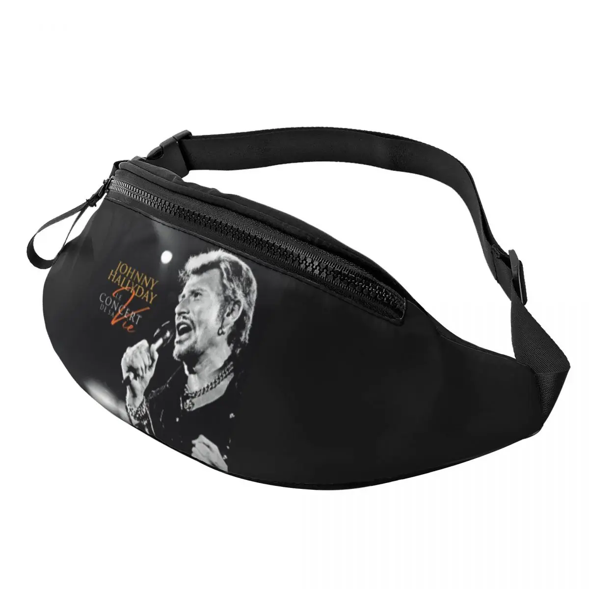 Aangepaste rockmuziek Johnny Hallyday heuptasje heren dames casual crossbody heuptas voor reizen fietsen telefoon geldzakje