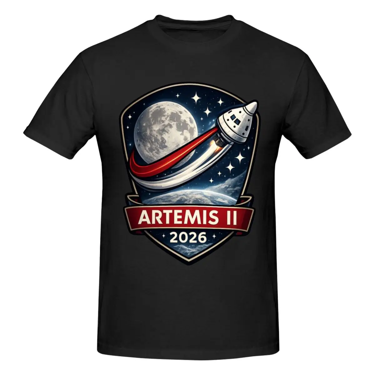 Artemis II Mission Patch Launch To The Moon 2026 T Shirts Graphic Y2K Pops Customized Tshirt For Men Women Clothes