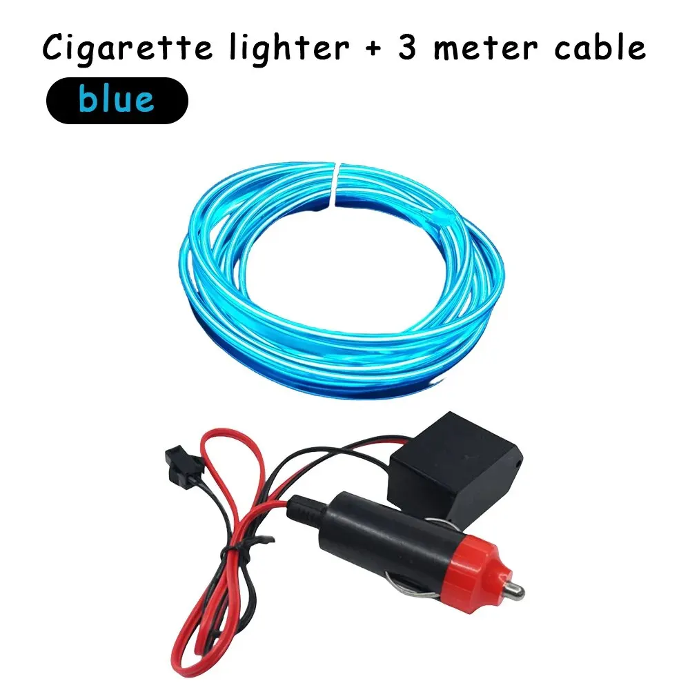 Flexible 3M Clip-on EL Wire Ambient Light For Car Interior Neon Trim Strip Auto Interior Decoration Modify Accessories