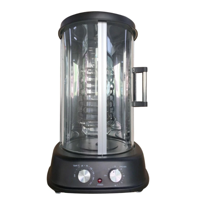 Full metal smokeless rotary roast duck stove glass door commercial household roast chicken stove skewers Turkish roast meat stov