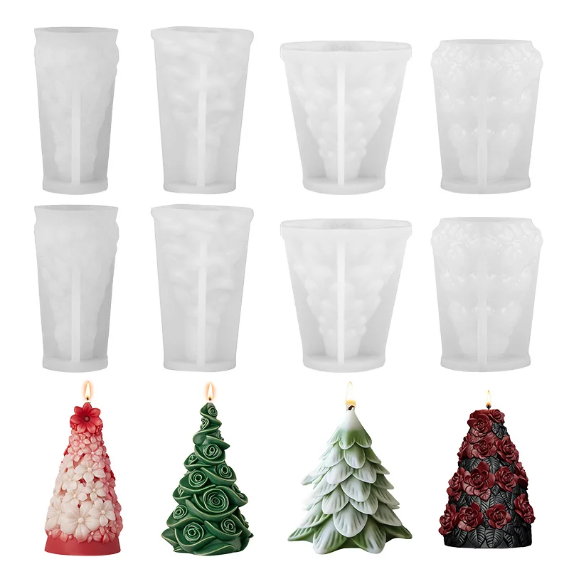 

3D Christmas Tree Candle Silicone Mold DIY Christmas Party Decoration Aromatherapy Plaster Making Moulds Home Ornament Gifts