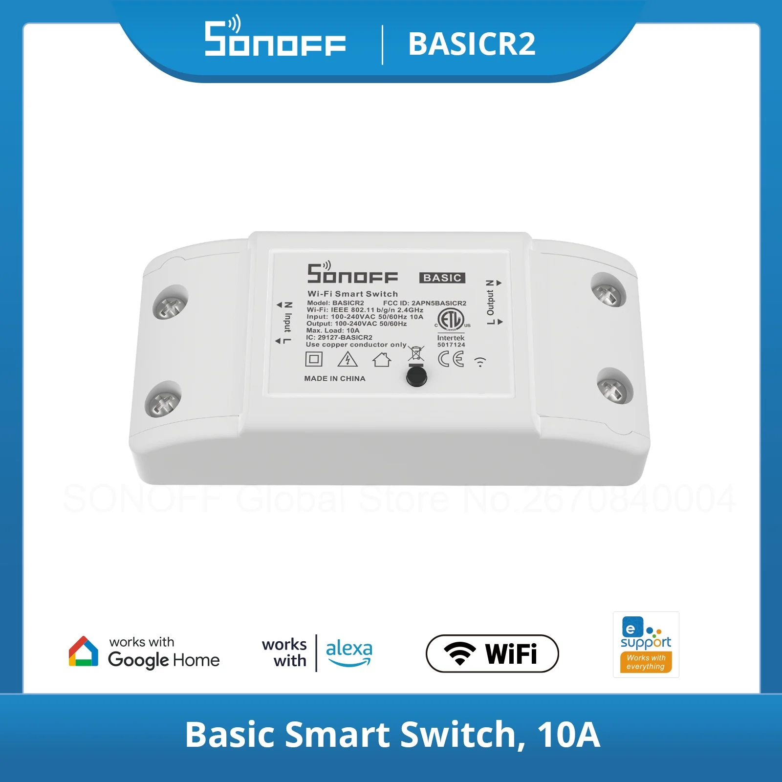 Sonoff BASICR2 Wifi DIY interruptor inteligente Control remoto hogar inteligente eWeLink APP Control funciona con Alexa Google Home