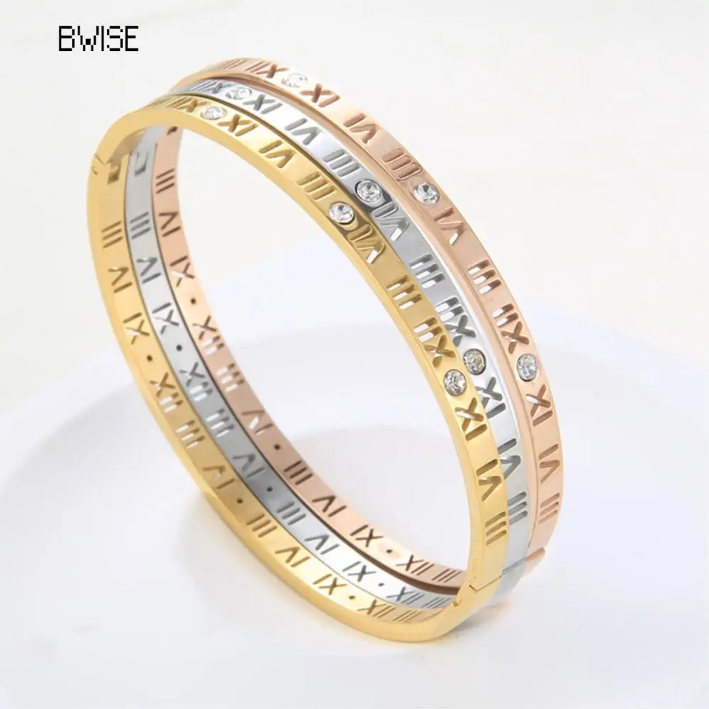 Bwise Roman Numerals Bracelet For Women Stainless Steel Jewelry Accessories Luxury Bracelet Women Fashion