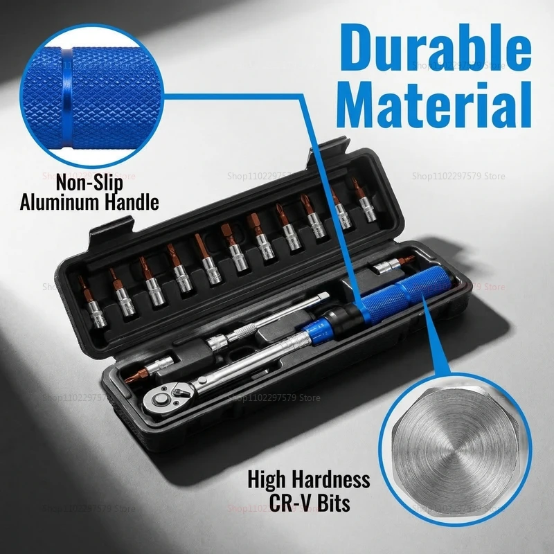 

15pcs Bicycle Torque Wrench Set 14 Inch Adjustable 2-24Nm Wrench Kit for Bike Maintenance Repair Assembly and Professional Bike