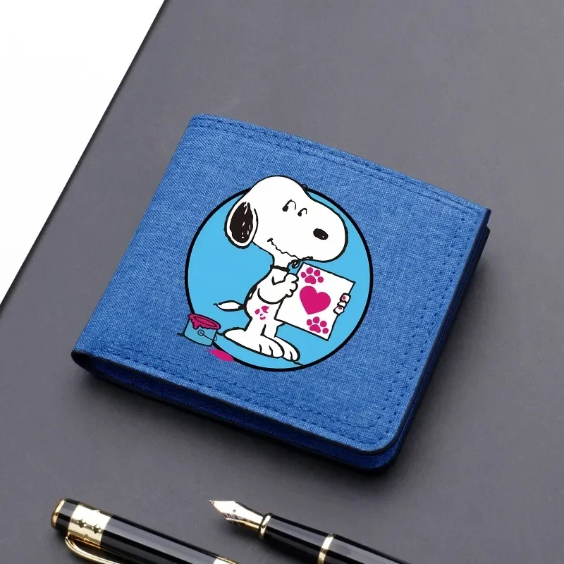 Snoopy Wallet Foldable Coin Purse Peanuts Anime Figure Kawaii Boys Man Canvas Card Holder BankCard Storage Mini Bag Kids Gifts