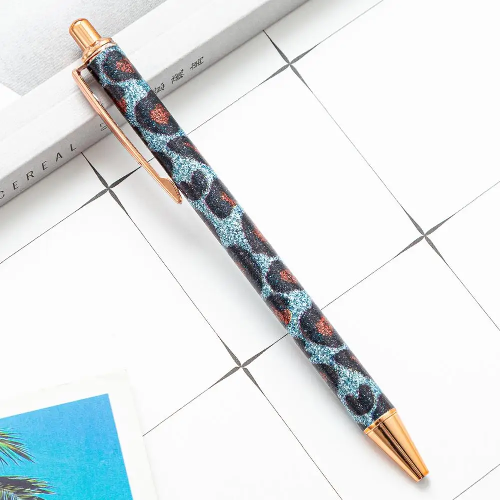 1.0mm Ballpoint Pen Fluent Write Leopard Print Metal Student Exam Stationery Pen for Office 