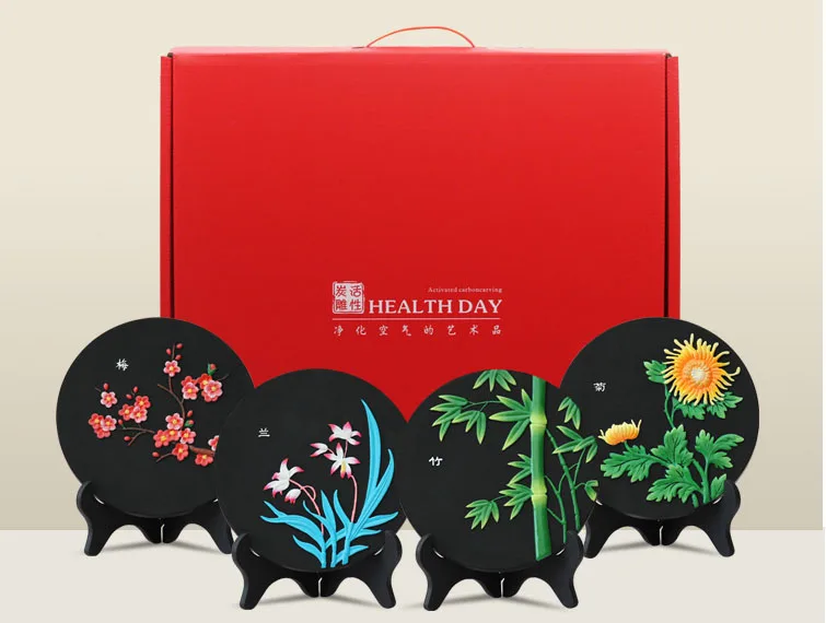 4p #   Formaldehyd-Entfernung, Luftreinigung – Büro, Zuhause, Geschäft, Bambuskohle, Glücksblumen-Dekoration, Skulptur, CHINA-Geschenk