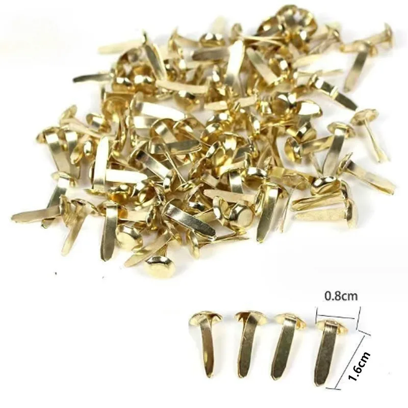50pcs Mini Parisian Fasteners Metal Slotted Pins for Scrapbook Cardmaking  DIY Crafts Brads File Card Fixation Decor