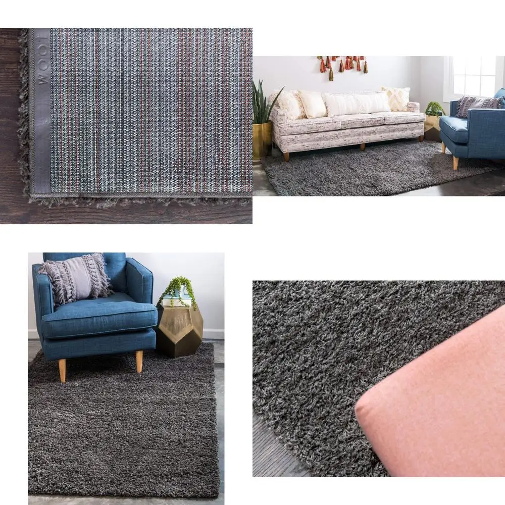 Colección de alfombras rectangulares sólidas Shag de 8' x 11' gris grafito