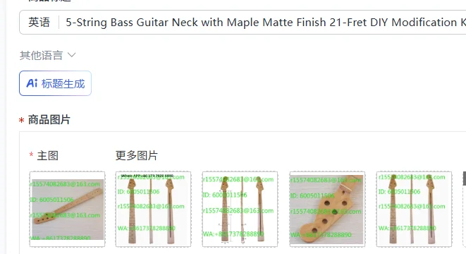 5-String Bass Guitar Neck with Maple Matte Finish 21-Fret DIY Modification Kit for Guitar Assembly