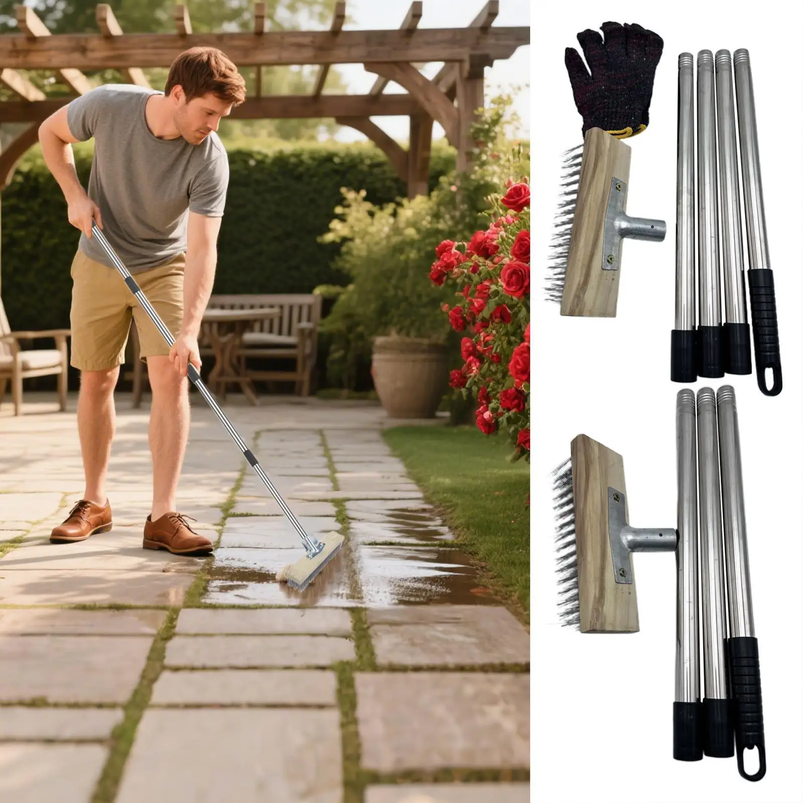 

Щетка из стальной проволоки, 59-дюймовая щетка для чистки из нержавеющей стали, сверхмощная твердая щетина, скруббер с длинной ручкой для напольного лодки, экстерьера