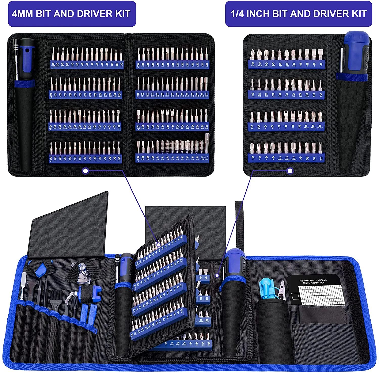 Precision Screwdriver Set 191-PCS Multi-Bit Screwdriver 1/4 Inch Nut Driver Home Improvement Tool Electronic Repair Kit