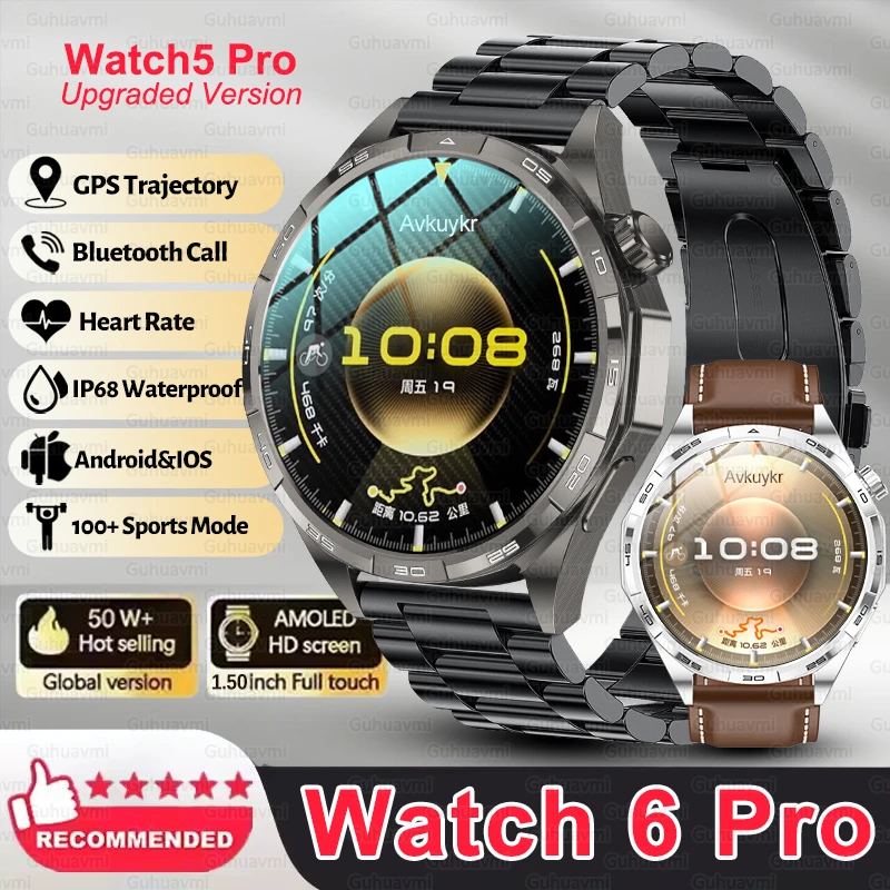 

2025 New Sapphire Glass Watch6 Pro Bluetooth Call Smart Watch GPS Track Heart Rate Monitoring IP68 Waterproof Sports Smartwatch