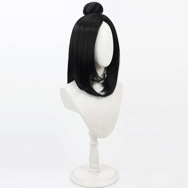 Black Myth: Wukong Little Fox cosplay wig black center part detachable buns Halloween gift