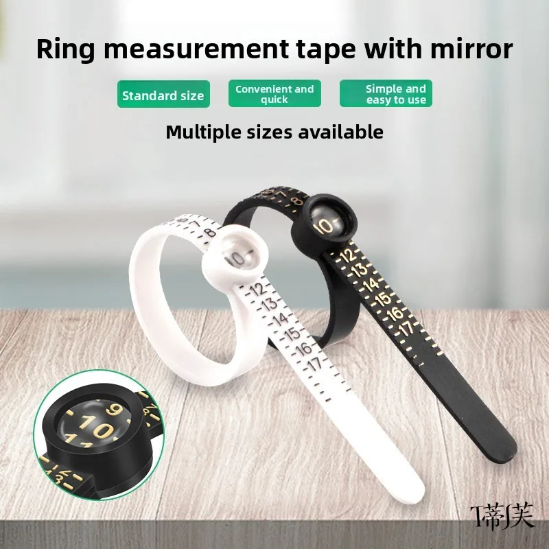 Regla Flexible para Medir Dedos con Lupa, Medidor de Anillos, Calculadora de Talla de Mano, Accesorio de Joyería