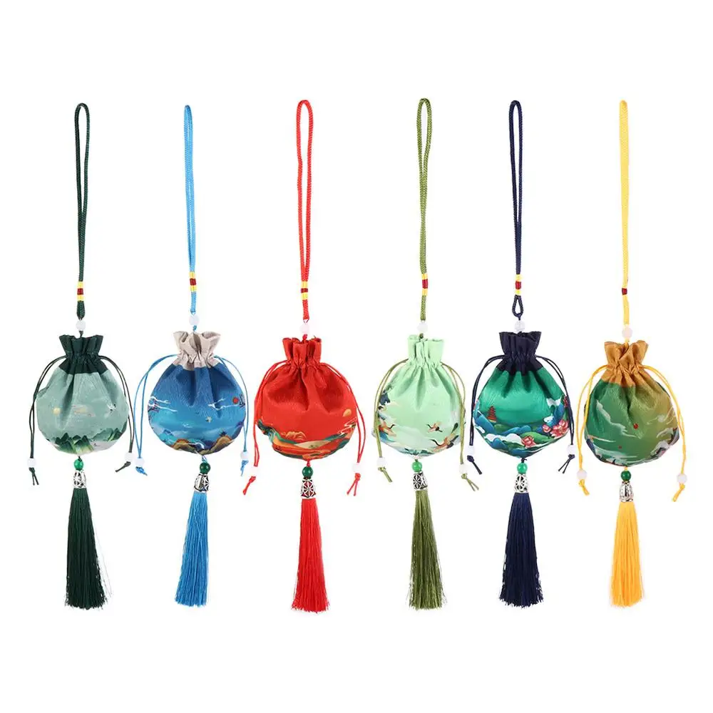 Tassel Flower Drawstring Multi Color Necklaces Case Chinese Style Storage Bag Women Jewelry Bag Empty Sachet Purse Pouch