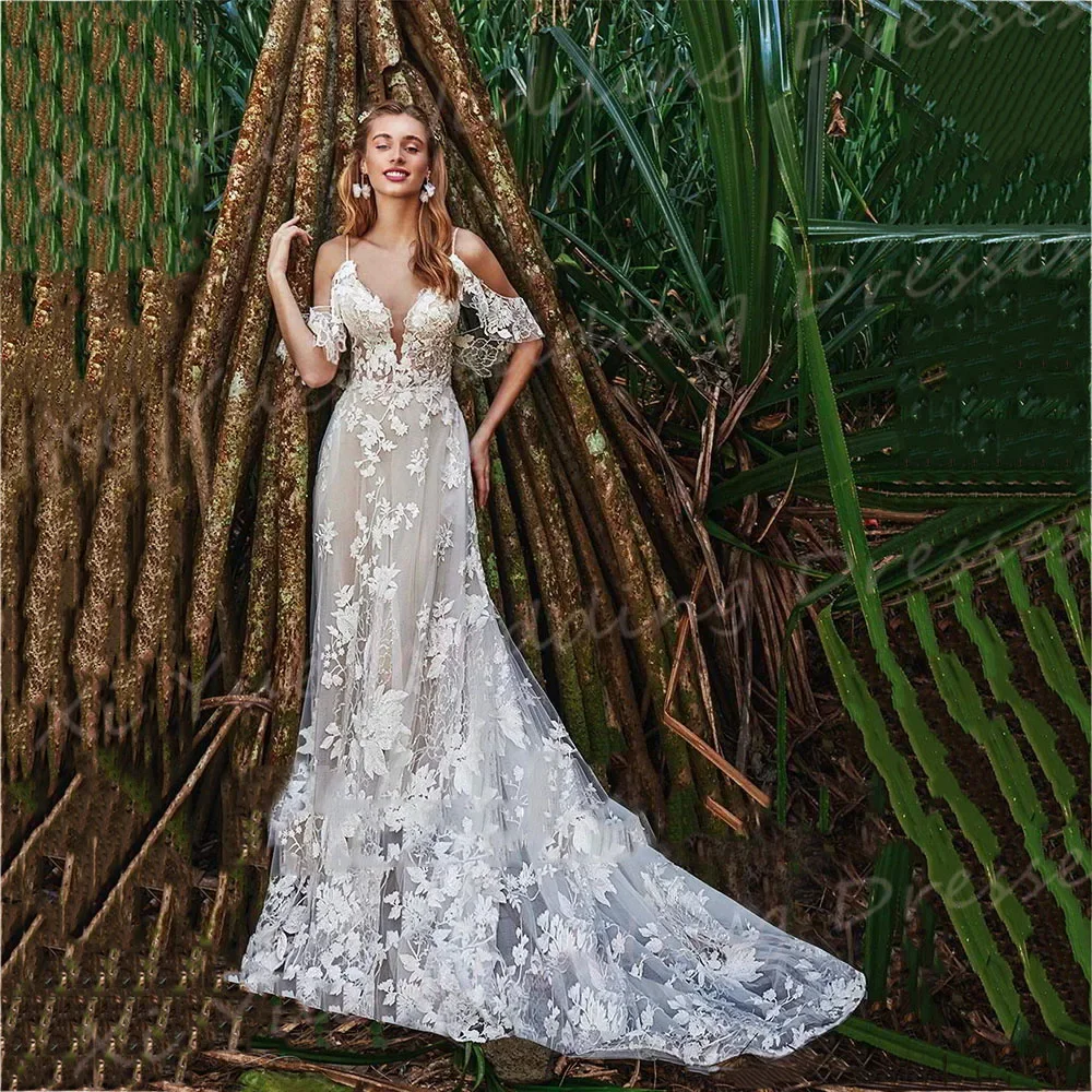 Customized Exquisite Mermaid Women's Wedding Dresses Luxurious Lace Appliques Bride Gowns Charming Backless Tulle Wedding Gown