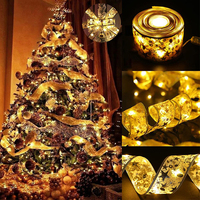 2024 New Christmas Tree Ornaments New Year Wall Window Decor Christmas Ribbon With LED Lights LED Ribbon String Lights 1/3/5/10M