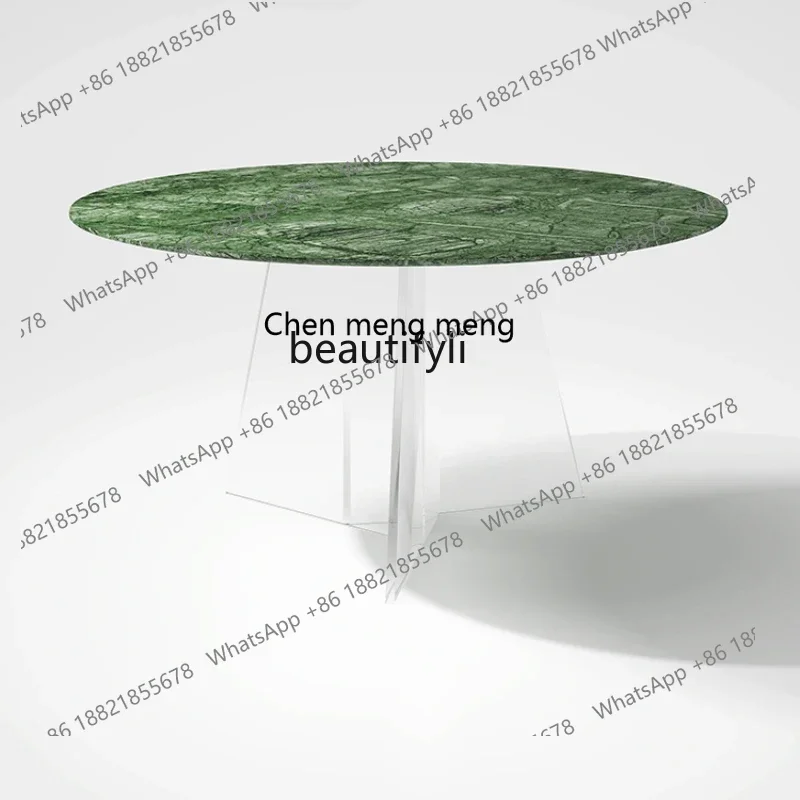 

182Q Natural Marble round Table Modern Simple Small Apartment Italian Minimalist Light Luxury High-End Acrylic Home Dining Table