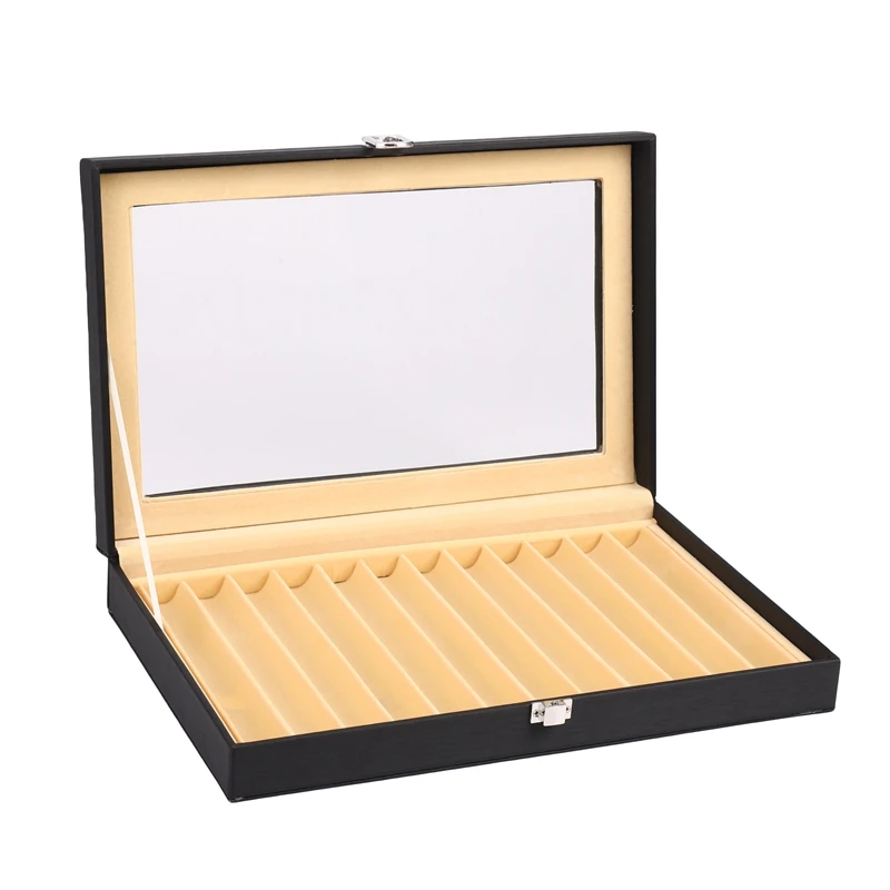 PU Leather Display Pen Storage Box, Caixa de caneta 12, Lápis