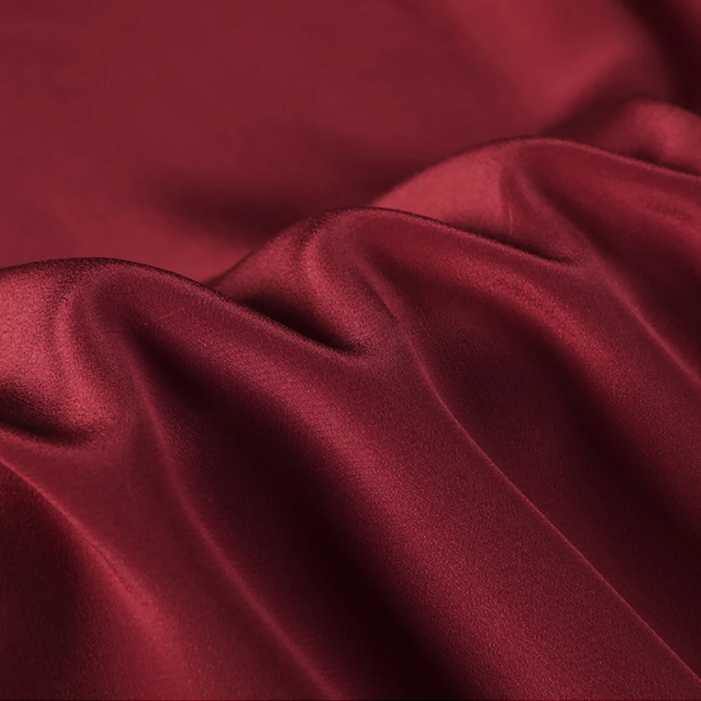 

SILK CREPE DE CHINE 114cm width 12momme/100% Natural Mulberry Silk Fabric DIY Matt Color Women Evening Dress Dark Wine Red NO 30