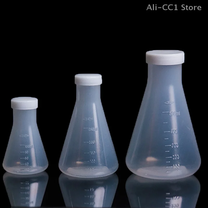 50ml To 1000ml Lab Plastic Erlenmeyer Flask Conical Container Bottle With Screw Cap For Laboratory Experiment