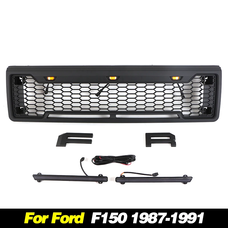 Auto Parts Grill With Led Lights Front Bumper Grille Modification F-150 Raptor Fit For Ford F150 1987-1991 1988 1989 1990