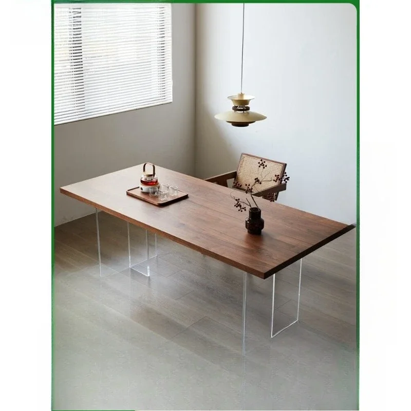 Acrylic dining table, North American black walnut home medium and ancient style suspended dining table