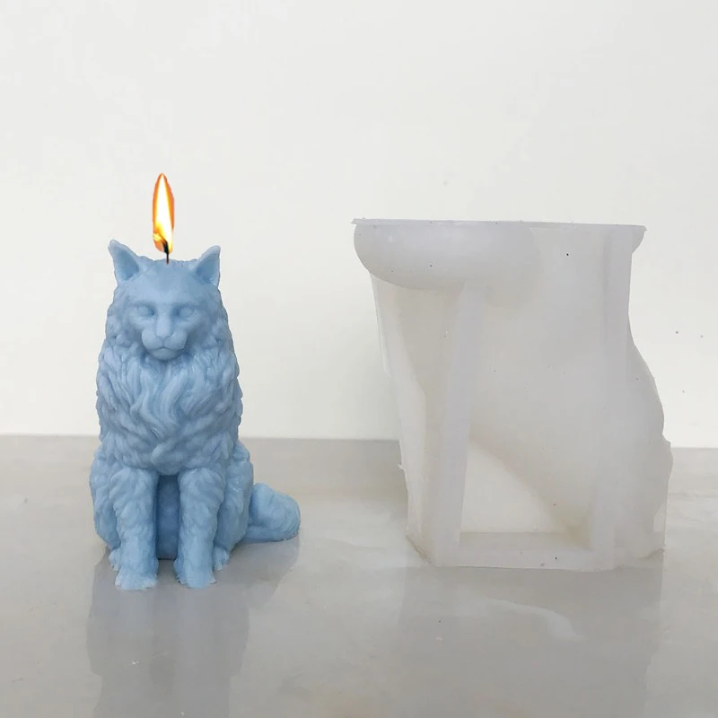 3D Maine Coon Katze Silikon Kerze Formen DIY Tier Kätzchen Seife Gips Harz Handwerk Harz Gussform Home Decor Geschenk