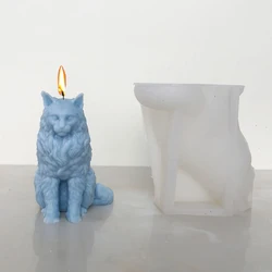 3D Maine Coon Cat Silicone Candle Molds DIY Animal Kitten Soap Plaster Resin Crafts Resin Cast Mold Home Decor Gift