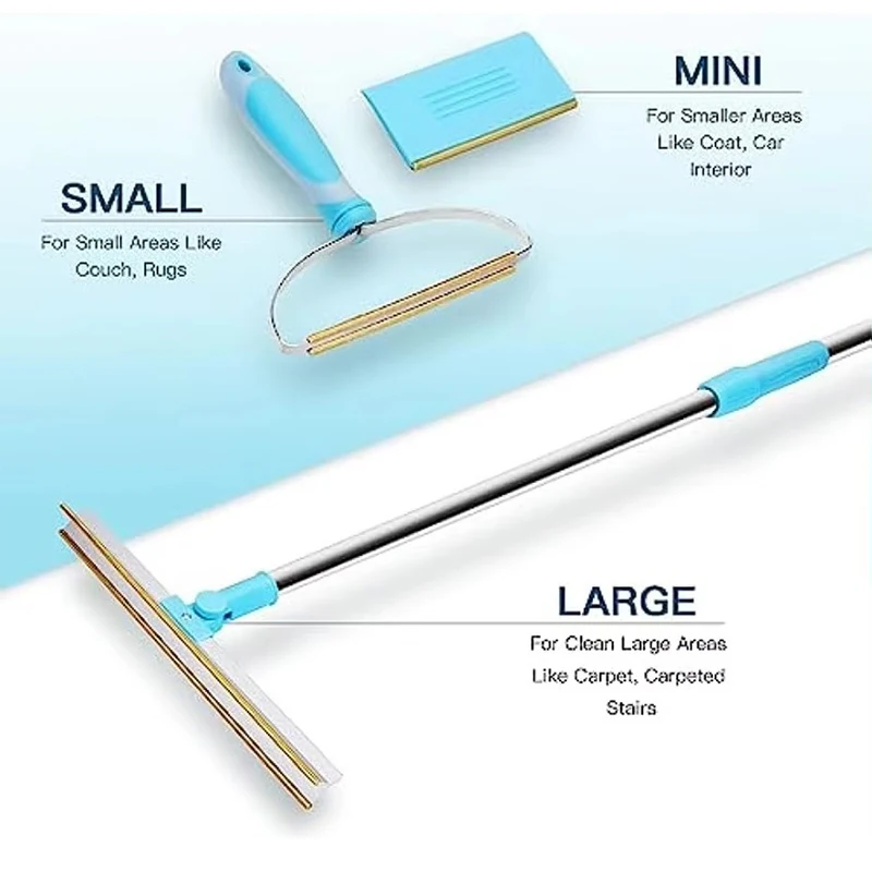 Pet Hair Remover Set Fluff Removal Tool Metals Telescopic Handle Rug Rake Dog Cat Hair 180ยฐ Rotation Carpet Shave Pet Products