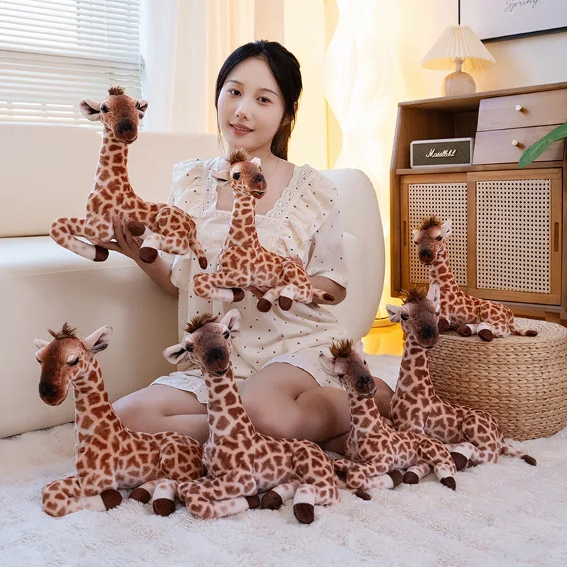 Stuffed Lifelike Giraffe Plush Toys Stuffed Real Life Animals Model Dolls Soft Children Room Decor High Quality Birthday Gift