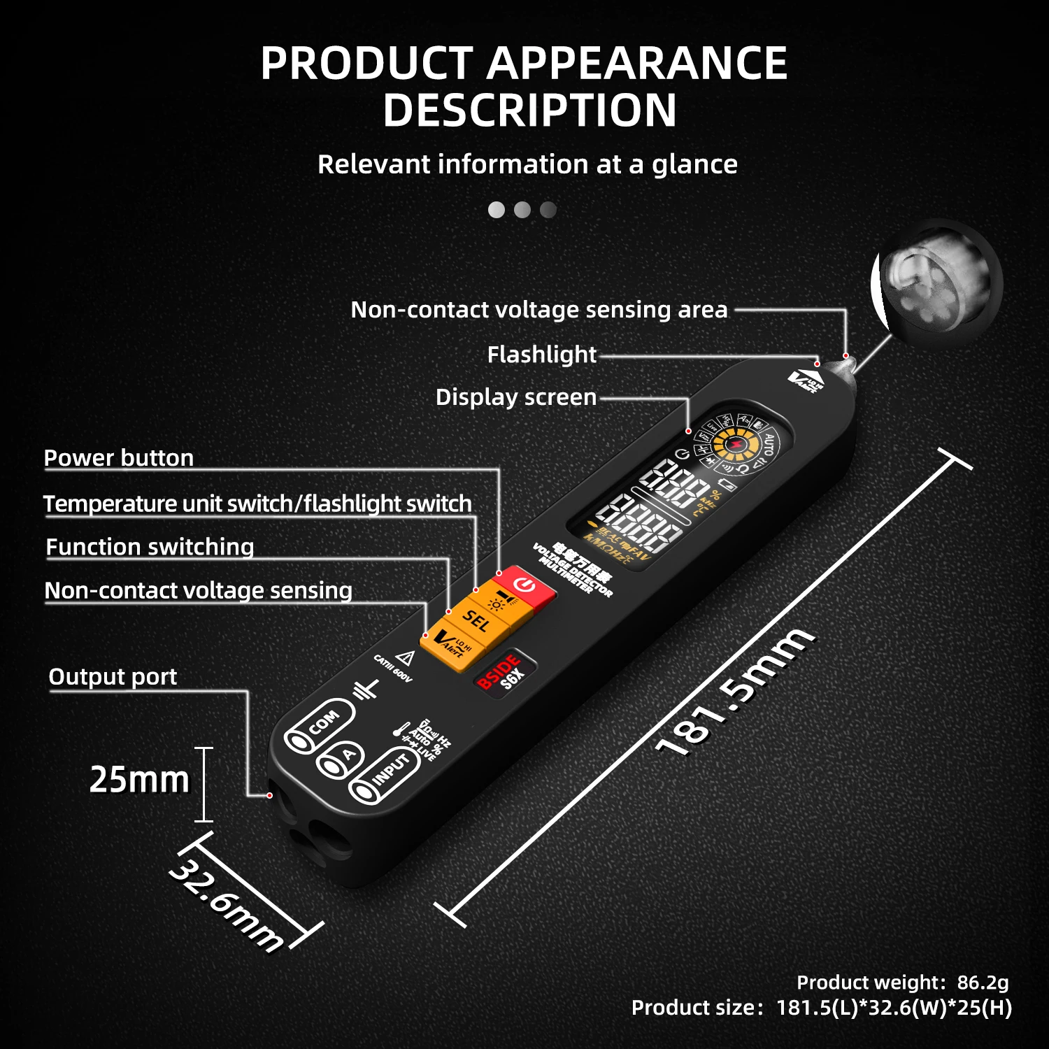 BSIDE U6 Digital Clamp Meter Fork Professional 600A Ammeter Pliers T-RMS DC AC Current OpenJaw Electrical Tester Auto Multimeter