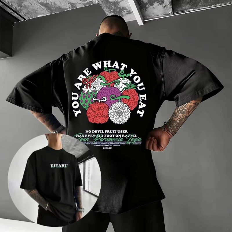 Camiseta con Gráfico de Fruta del Diablo de Anime One Piece para Hombre y Mujer, Verano 2026, Estilo Urbano, Algodón, Vintage, Oversize, Manga Corta, Informal