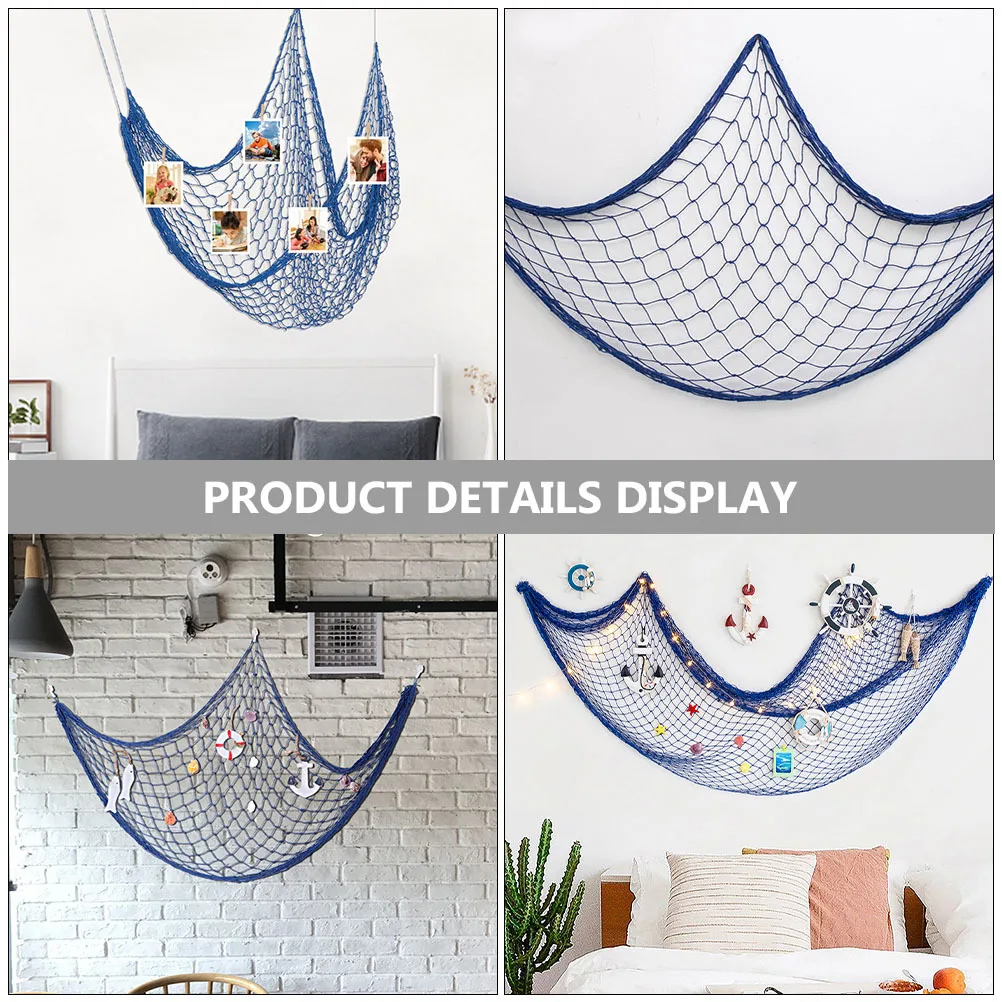 

Fish Net Wall Decor Nautical Mediterranean Style Delicate Fishing Net Home Office Wall Hanging Coastal Theme Beach House