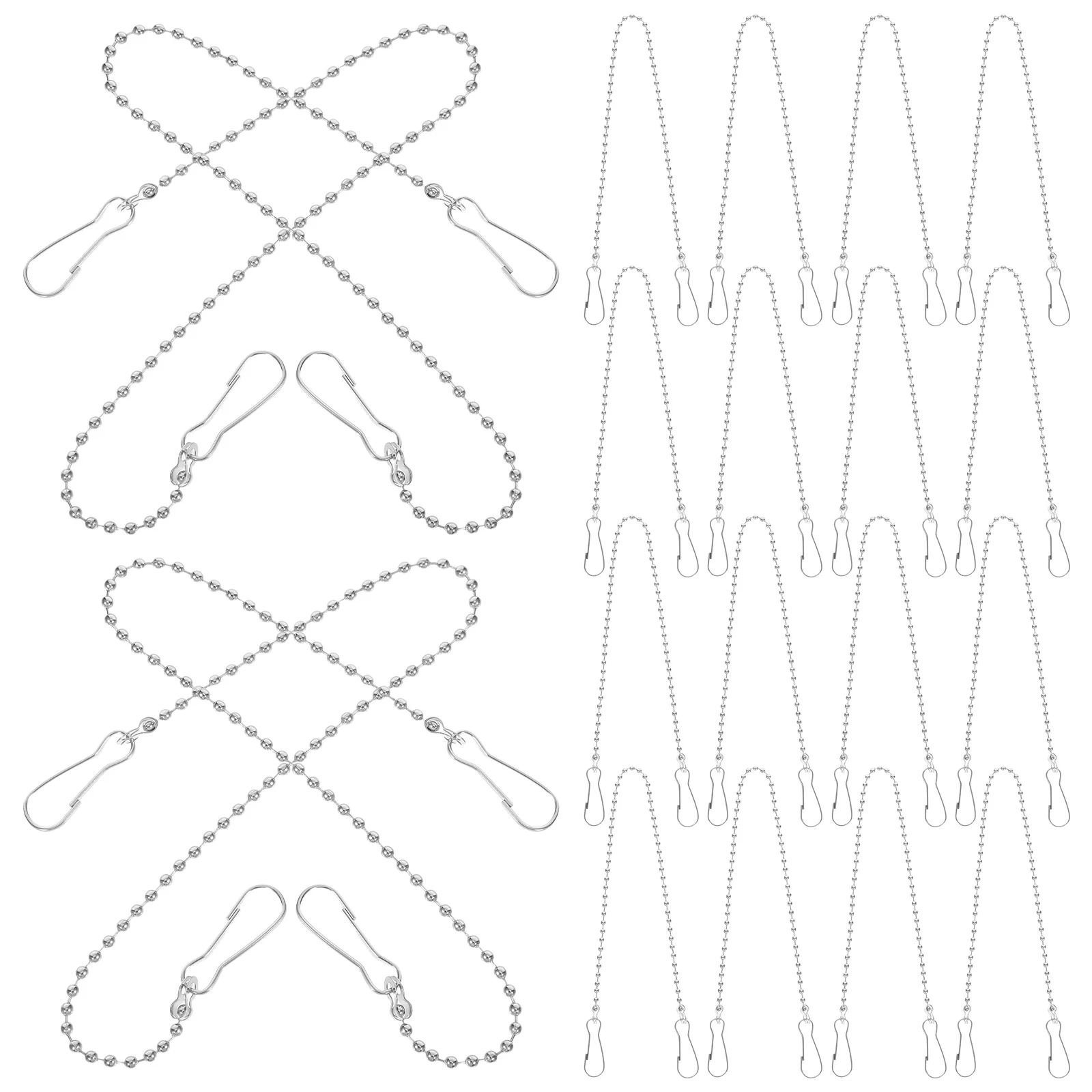 

24pcs Hanging Chains 28cm Silver Metal Link Chain Decor Billboard Hangers Plant Hooks Ornament POP Accessories