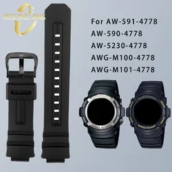 Silicone rubber watch strap 16mm black men's watchband accessory For CASIO G-SHOCK 4778 AW-591 AW-590 AW-5230 AWG-M100 AWG-M101