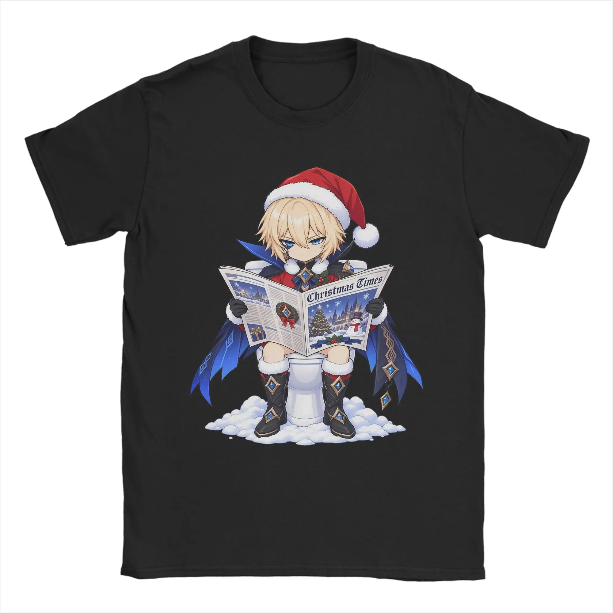 Dainsleif Genshins Impacts Christmas Toilet T-Shirt for Men  Fun Pure Cotton Tee Shirt Round Collar Short Sleeve T Shirt Adult