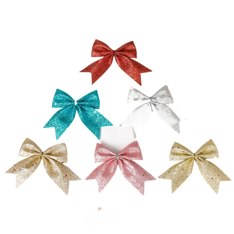 

*New Arrival Gold Glitter Christmas Bow Pearl Cotton Filling Bow Christmas Holiday Decoration Bows Christmas Tree Decor
