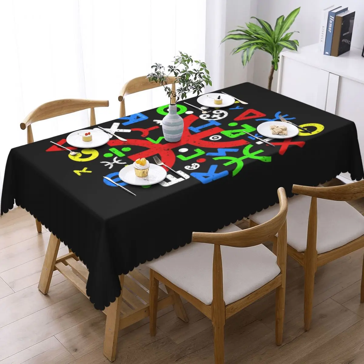 Customized Tifinagh Alphabet Amazigh Rectangular Tablecloth Oilproof Table Cloth Z Imazighen World Table Cover