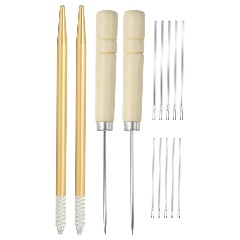 AB15-Kit supporti per radicare i capelli della bambola, aghi per maglieria per rerooting dei capelli della bambola da 0,6 mm/0,8 mm con puntucce in legno uncinetti