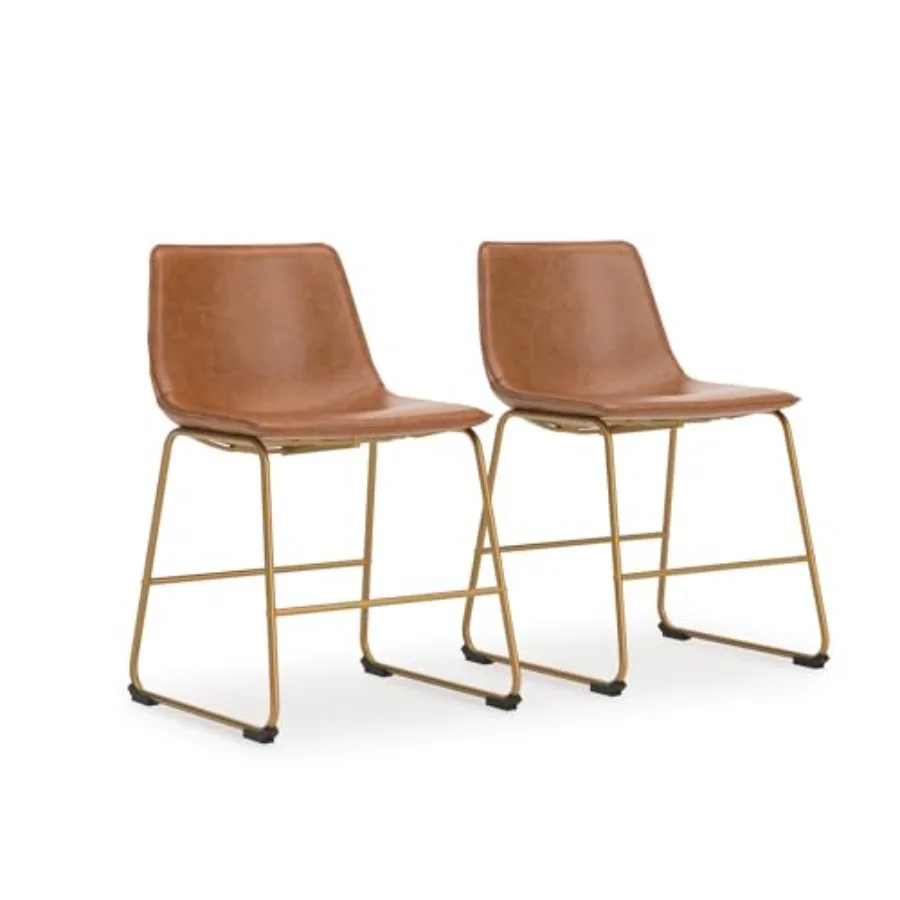 

Набор из 2 обеденных стульев Lexadine Industrial с обивкой из искусственной кожи, высота 30 дюймов, светло-коричневый с золотистым оттенком